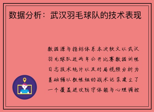 数据分析：武汉羽毛球队的技术表现